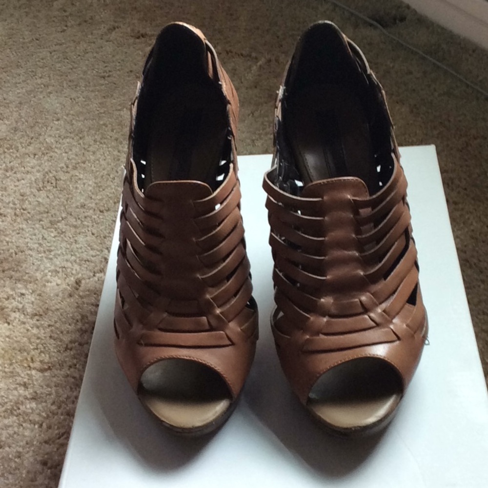 High heeled open toe booties